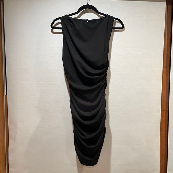 XS Abercrombie Ruched Black Mini Dress - Picture 6 of 13
